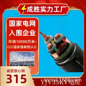 高压电缆 8.7/15KV铜芯国标阻燃50 95YJV22三芯钢带铠装高 压电缆 1米