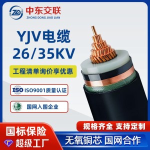 YJV铜芯电线电缆1芯*50/70/95/120/150平方26/35KV单铜芯高 压电缆 1米