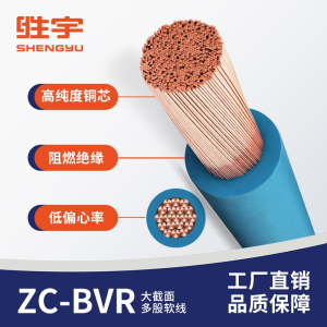 胜宇 ZC-BVR 50 300平方阻燃多股软电线电缆 无氧铜 耐高温耐阻燃 100米