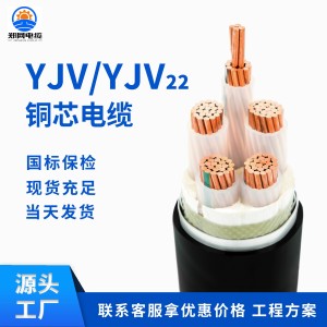 厂家直销国标YJV22 铜芯电缆 1 2 3 4 5芯25 35 50 70 95 120平方 1米